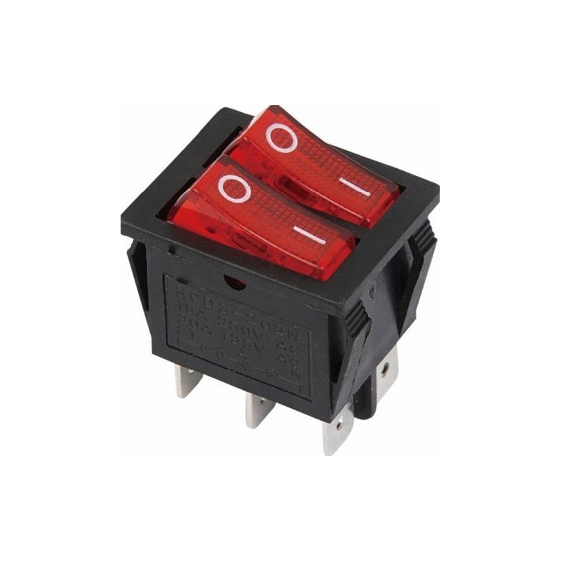 Interruptor On-Off 16A 250V Duplo C/Iluminação